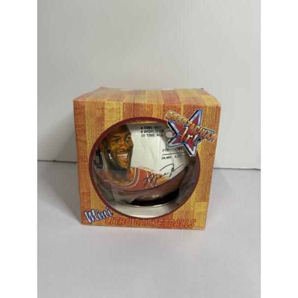 Mini Litho Basketball Michael Jordan Basketball with Small Plate - #23 - Certificate of Authenticity