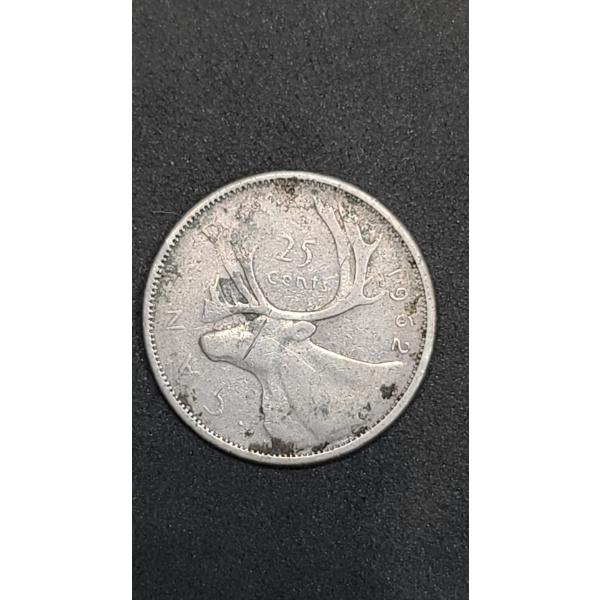 1962 Canadian 0.800 Silver Quarter - ASW: 0.15oz