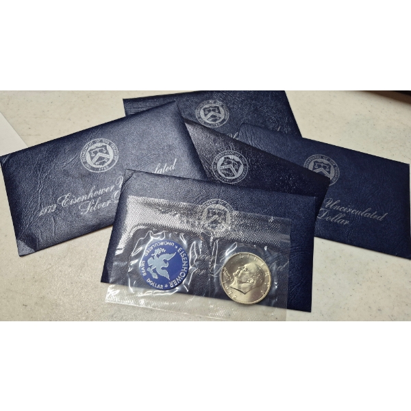 UNITED STATES COINS - 5 Pcs - 1971 x 1, 1972 x 3, 1973 x 1 UNCIRCULATED DOLLAR - U S MINT PACKAGING