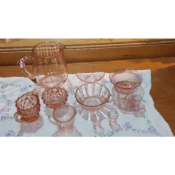 Depression Glass - Pink Group Various Pieces - Some Indiana Glass -  11 Pcs As Shown