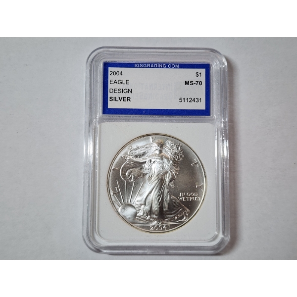 2004 American Silver Eagle - 1 oz .999 Fine Silver - IGS MS70