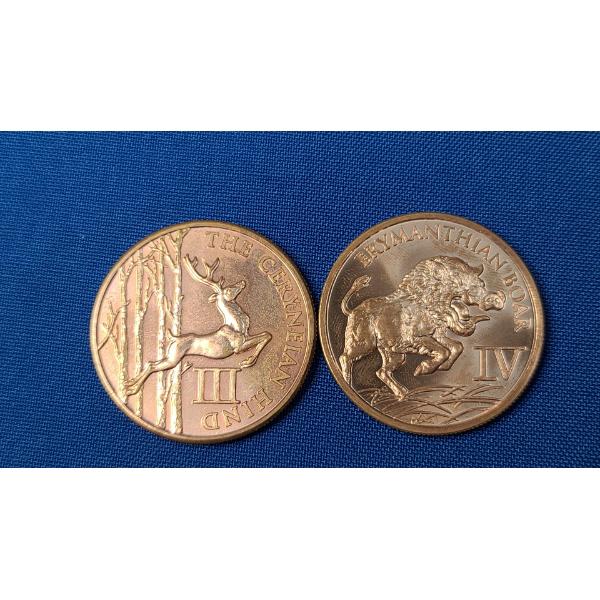 (2) 1 ADVP Oz .999 Fine Copper Rounds - The Ceryneian Hind/Erymanthian Boar