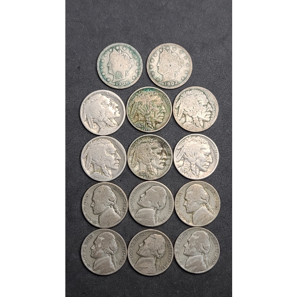 Assorted United States 35% Silver Wartime Nickels & V Nickels - Face Value: $ 0.70