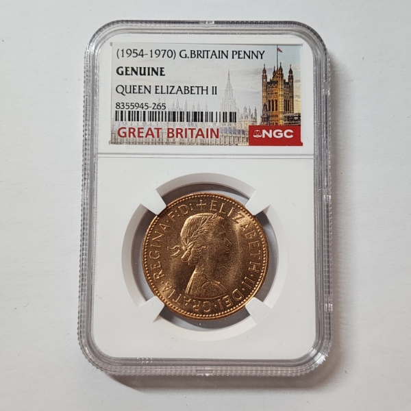 NGC Genuine Great Britain Penny 1954-1970 Queen Elizabeth II