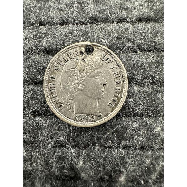 Love Token, 1892 90% Silver Barber Dime