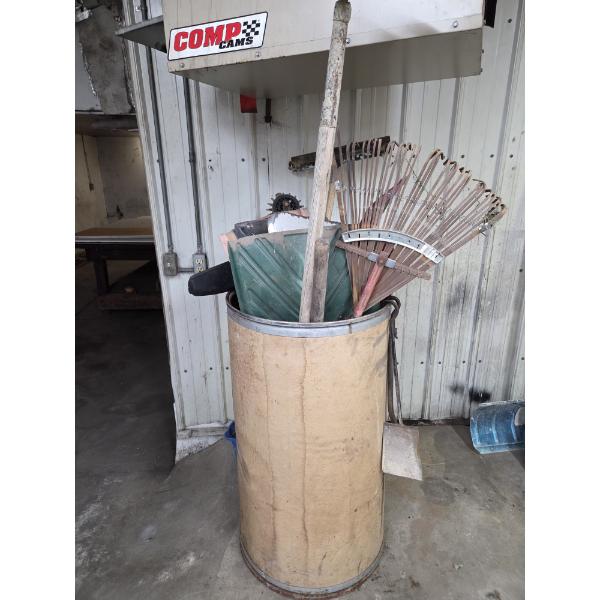 Pick Up Off Site- 115 Ely St. Alliance Oh. Large Barrell Of Rakes, Shovels & Hand Tools