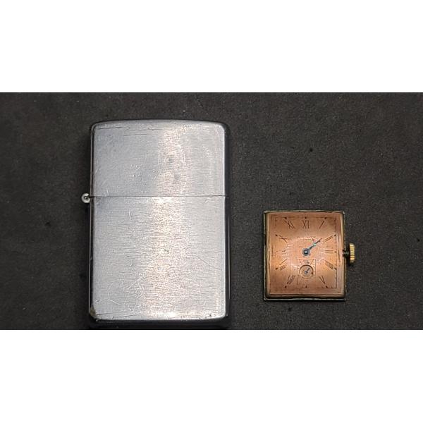 Waltham Premier 10K Gold Filled Watch Face & Silver Zippo Lighter