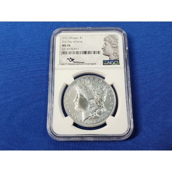 2021 Morgan Silver Dollar - .999 Silver Coin! - FDI Signed by Mercanti - Graded by NGC MS 70 