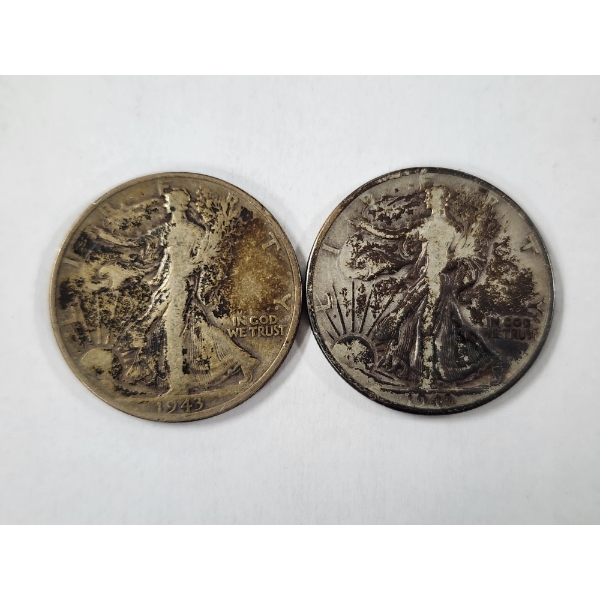 Two 90% Silver Walking Liberty Half Dollars - Face Value $1.00 