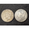 Image 1 : 1922-D Silver Peace Dollar and 1882-O Morgan Silver Dollar