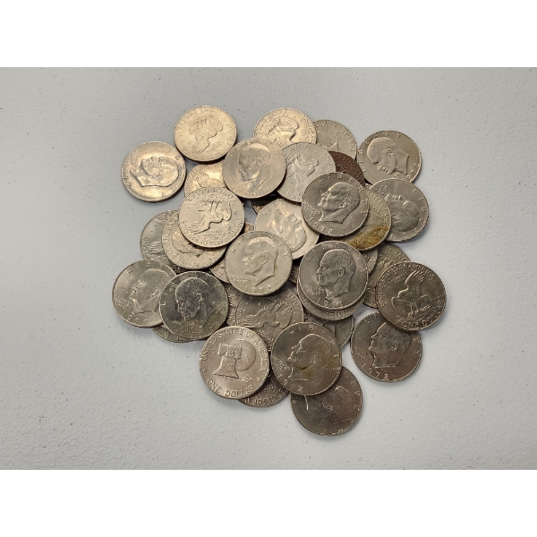 Lot of 37 Assorted Years Eisenhower Dollars Face Value: $37.00