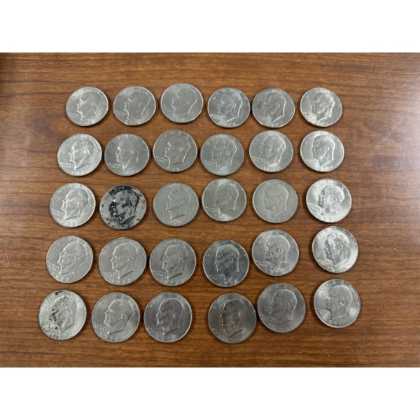 30 United States Eisenhower Large Dollar Coins In Excellent Condition