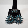 Image 1 : Silver-Tone and Blue Stone Fashion Ring and Clip on Flower Earrings 