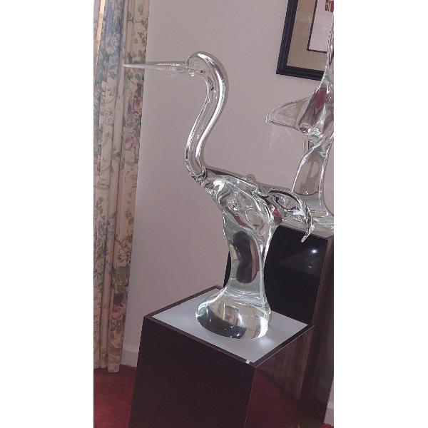 1 Of Two - Finest Artist Signed Lead Crystal Sculpture Of Pelican Bird - Offered Indivually