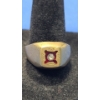 Image 1 : Men's 14K Gold Ring With Red/White Stones - Size: 10 - Weight: 6.6g