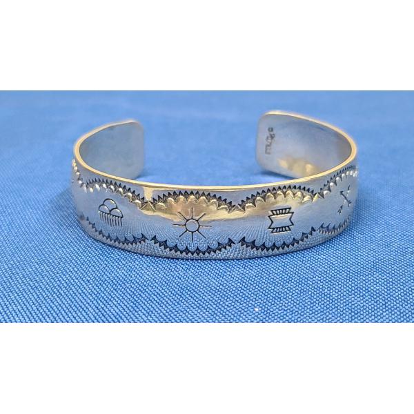 Vintage Sterling Silver Southwestern Style Cuff Bracelet Stamped By Carolyn Pollack TW: 20.4G