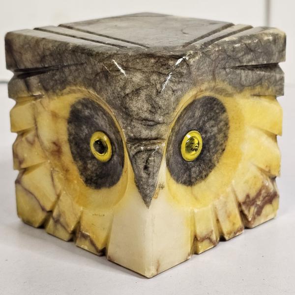 Vintage, Hand-Carved Italian Alabaster Owl Figurine