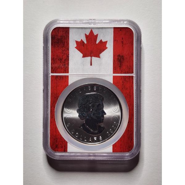 NGC GRADED MS69 Canadian 2022 $5 Maple Leaf 1 Oz Silver Round Ft. Canada Flag Picture Core