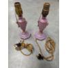 Image 1 : Rare! Pair Of Vintage Frosted Lavender Glass 11'' Pull Chain Bedside Table Electric Lamps 