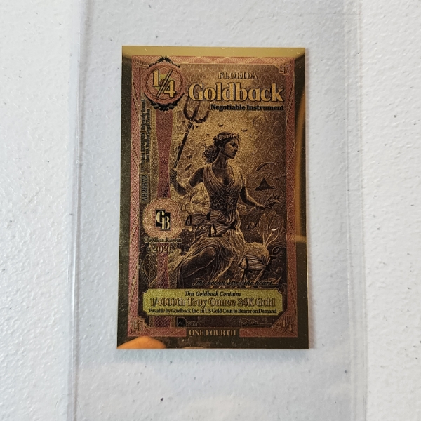 2026 Florida1/4 Goldback *Alpha Series* Pax 1/4000oz 24K Gold Foil Note