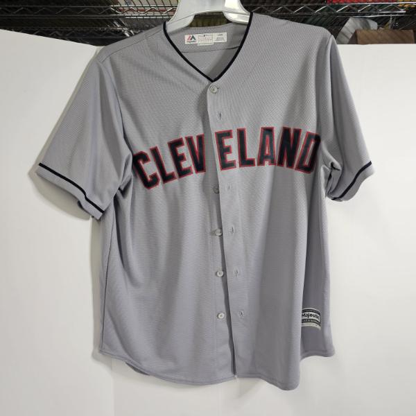 Majestic Cool Base MLB Cleveland Indians Blank Gray Away Baseball Jersey Size Large