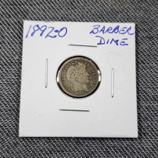 United States 1892-O Barber 90% Silver Dime Minted in New Orleans