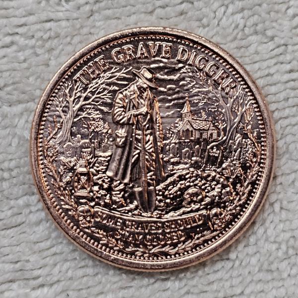 1 Oz AVDP .999 Fine Copper Contagion The Grave Digger Round