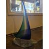 Image 1 : Murano Beautiful Blue & Green Heavy Glass Sailboat And Murano Clear Koala Paperweight