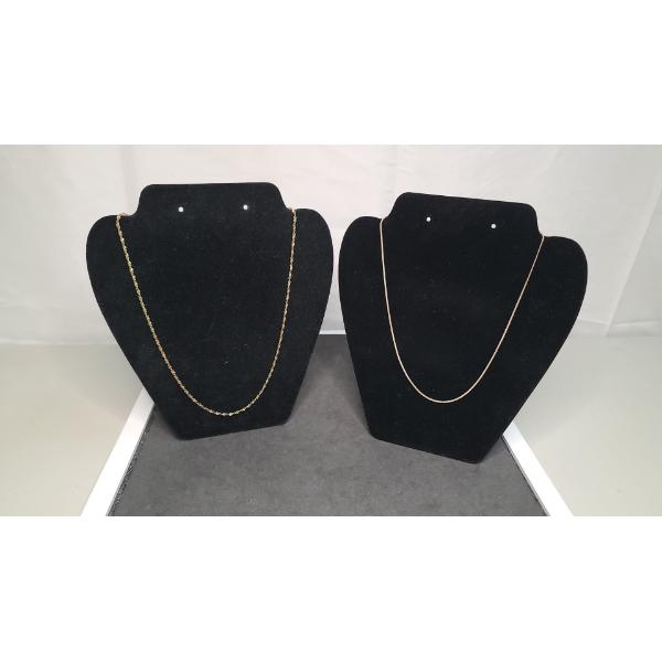 .925 18" Sterling Silver Necklace & 14K RGP .925 24" Sterling Silver Necklace - Total Weight: 8.6g 