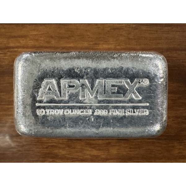 Vintage Apmex 10 Troy Ounce .999 Fine Silver Bar