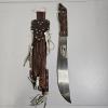 Image 1 : Vintage Carved Handle Promedoca Machete w/Fringed Leather Sheath From The Dominican Republic, 26.5"