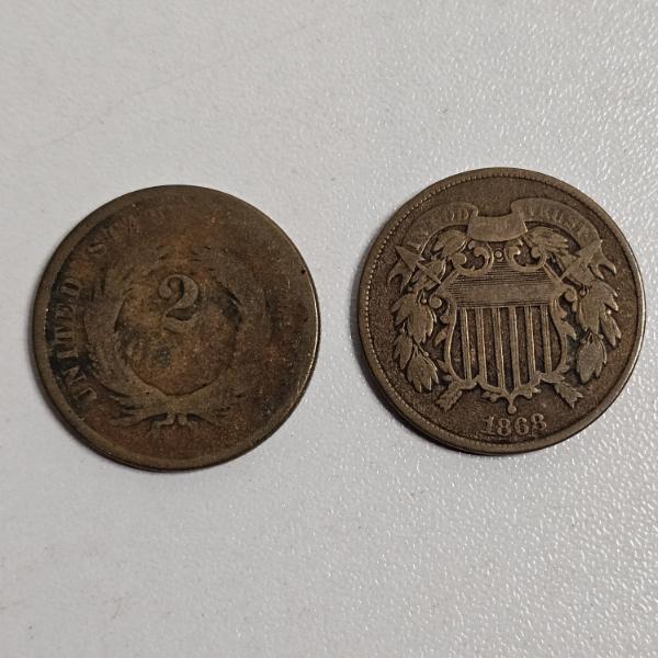 1866/68 United States Two-Cent Pieces FV: $.04