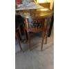 Image 4 : Pair Of 4 Leg Half Round Occasional 3 Drawer Side Tables - Detailed Hand Painted Workmanship