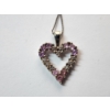 Image 5 : Beautiful 14K White Gold 19" Necklace with 14K Heart Pendant with Pink Gemstones - TW: 3.1g