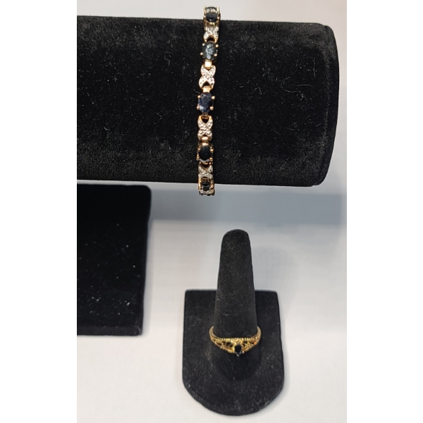 Lovely Sterling Silver Gold-Plated 7" Tennis Bracelet  & Matching Ring - Weight: 13.0g