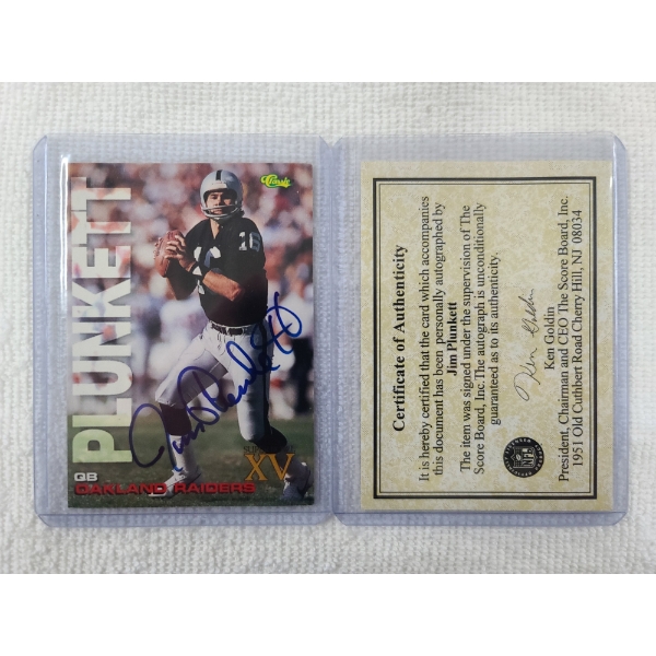 1995 Classic #SP 7 Jim Plunkett Signed Trading Card - COA by The Score Board