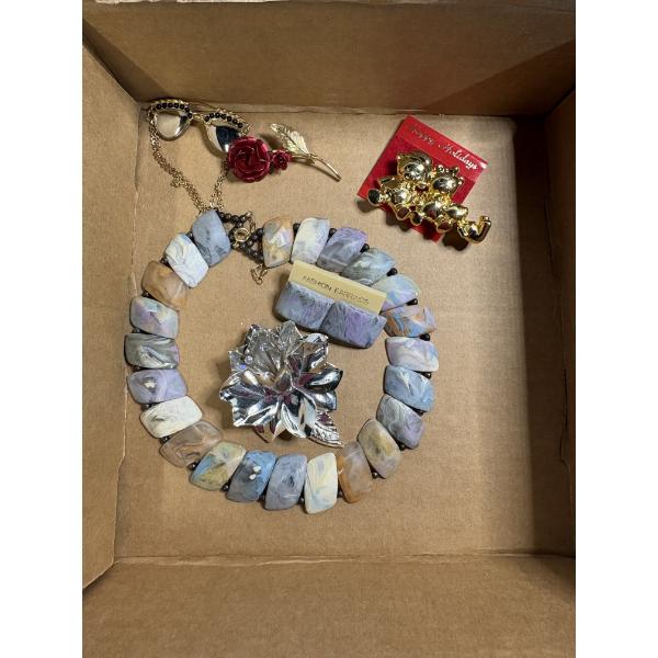 Lot of Costume Jewelry - Bear Pins - Sunglasses Bracelet - Rose Pin - Earring and Bracelet Combo Uni