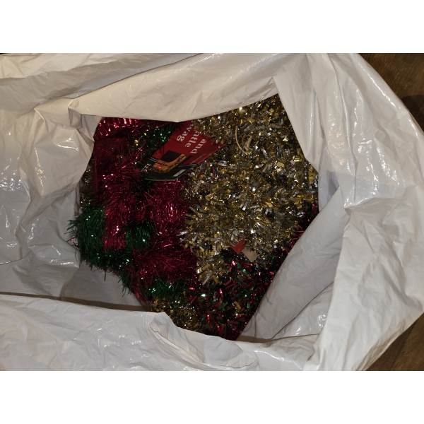Large Bag Of New Garland, Giant Bulbs & Candy Decor And Moose Candle Holder