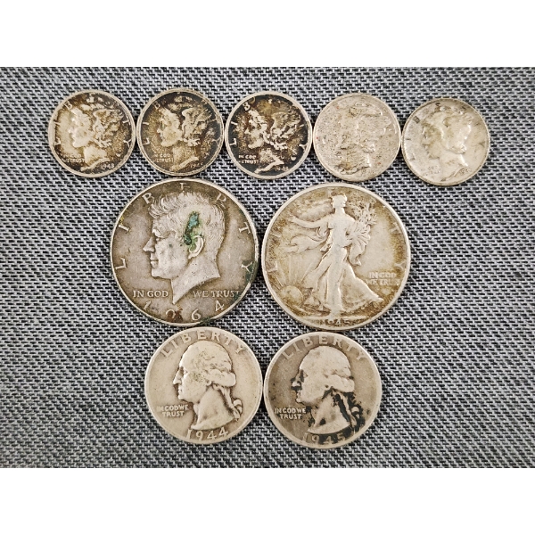 $2 Face Value in Assorted 90% Silver US Coins Ft, Half Dollars, Quarters & Dimes!