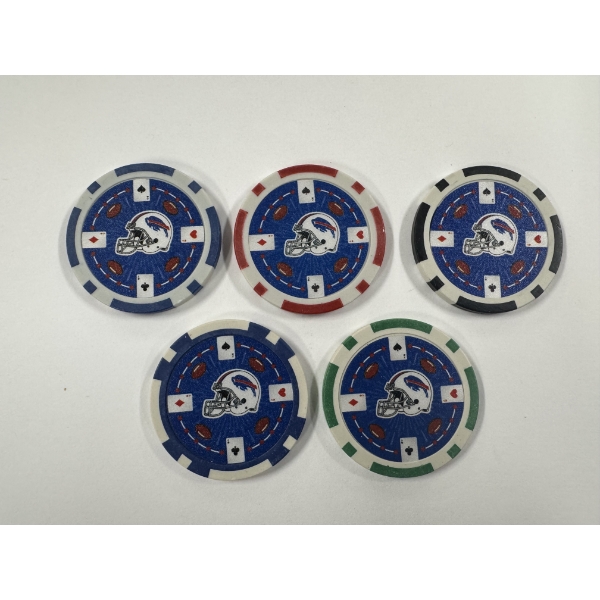 NFL Buffalo Bills - Clay Poker Chip Set - Mint Condition - Complete Set 5 Chips - Harder To Find