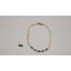 Image 2 : 10K Gold 7.5" Chevron Link Tennis Bracelet & Single 10K Gold Emerald/Diamond Earring - Weight: 3.6g