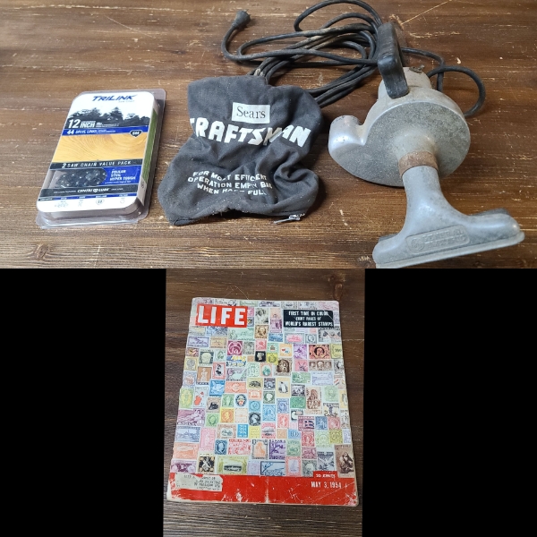 General Electric Handheld Vacuum W/O Bag 12" Trilink Saw Chain & "First Time In Color" 1954 Magazine