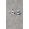 Image 2 : Sterling Silver Earrings With Beautiful Colorful Stones - Total Weight: 1g