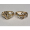 Image 10 : (2) Women's 14K Yellow Gold Channel Set Diamond Bypass Rings - Size 9 - Weight: 7.2g