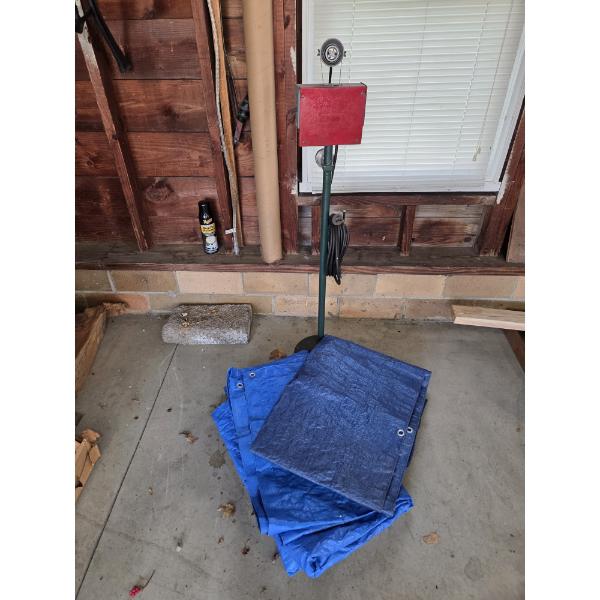 PICKUP IN CANTON - Heavy Duty Shop Light And Two Poly Tarps In Great Condition  