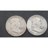 Image 1 : United States 1958-D & 1963 90% Silver Franklin Half Dollars - Face Value: $1.00