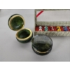 Image 3 : Vintage Set of Miniature Chinese Beijing Opera Masks & Green Stone Round Jewelry Holders