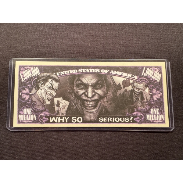 2015 The Joker Movie One Million Dollar Bill In Protective Holder - Mint Condition