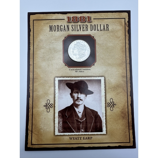 1881 S Morgan Dollar UNC/BU Uncirculated - Wyatt Earp (Legends of the West)Stamp