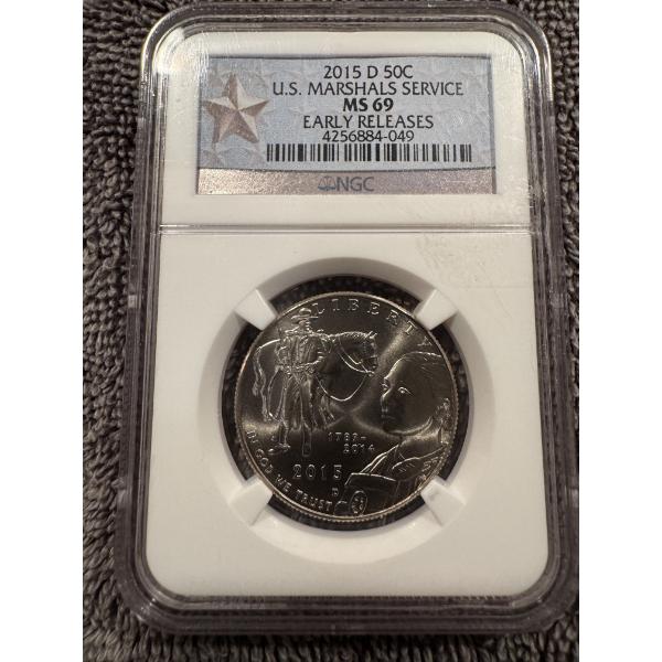 2015-D 50 Cent U.S. Marshals Service Early Release Coin - NGC MS 69